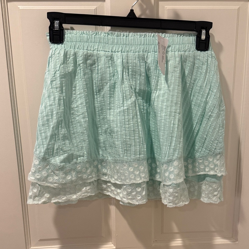 LoveShackFancy Light Blue Mini Skirt
